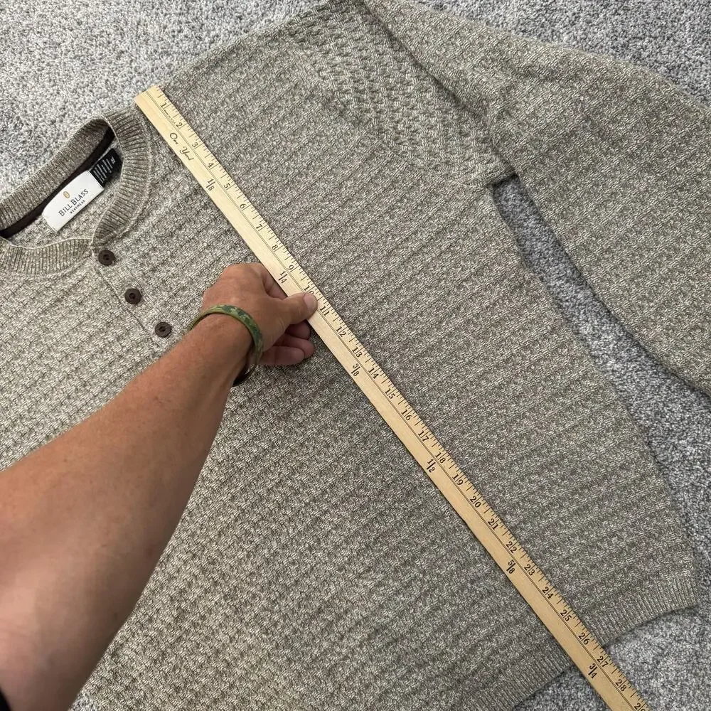 Bill Blass Sweater Mens 2XL XXL Henley Knit Pullover Casual Textured Pattern